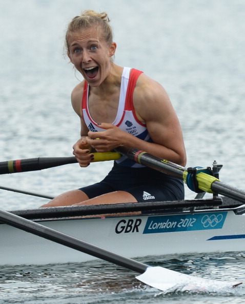 Kat Copeland, pictured after winning the London 2012 Olympic title with Sophie Hosking in the lightweight double sculls, failed to reach this year's world championships final with her new partner, Imogen Walsh ©AFP/Getty Images