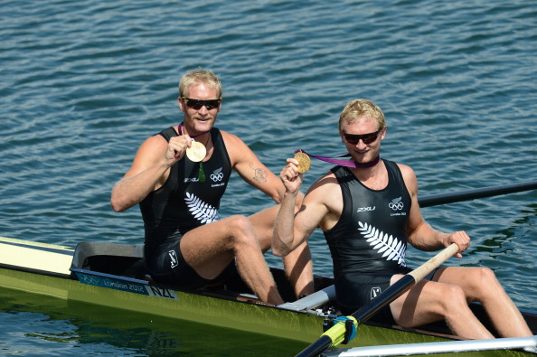 Eric Murray(left) and Hamish Bond maintained their winning run by adding the  men's pairs world title to the coxed men's pairs title they had won the previous day ©Getty Images