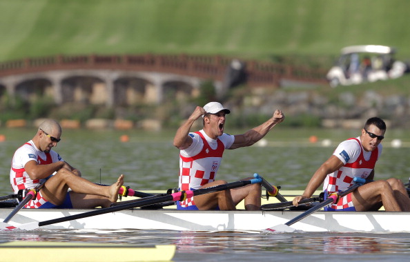 Martin Simkovic (left) and brother Valents (right) celebrate last year's world gold for Croatia in the quadruple sculls. What can the brothers do this year in the double sculls against Norway's defending pair? ©Getty Images