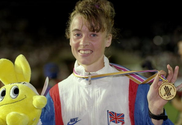 Liz McColgan earns the world 10,000m title in 1991, less than a year after having her first child ©Getty Images
