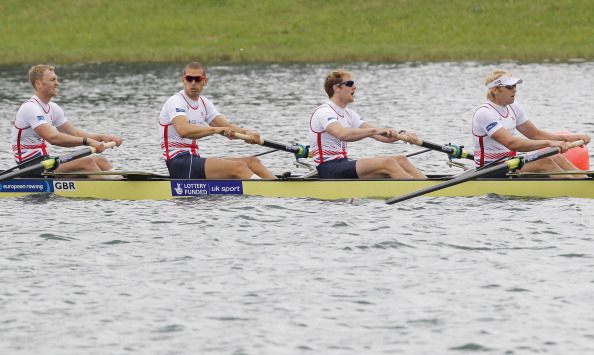 Britain's men's four added the world gpld to their European title in Amsterdam ©Getty Images