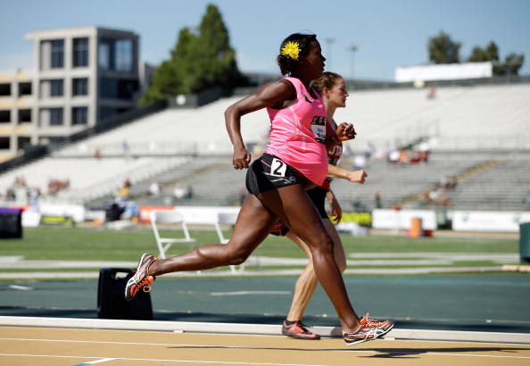 Alysia Montano competes in this year's USTAF championship 800m while eight-and-a-half-months pregnant ©Getty Images