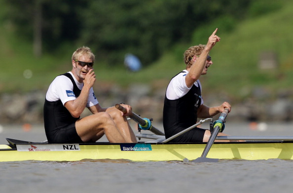 Eric Murray and Hamish Bond of New Zealand, unbeatable in the men's pair, won gold at the World Rowing Championships in Amsterdam in their debut at men's coxed pairs - in a world best time ©Getty Images