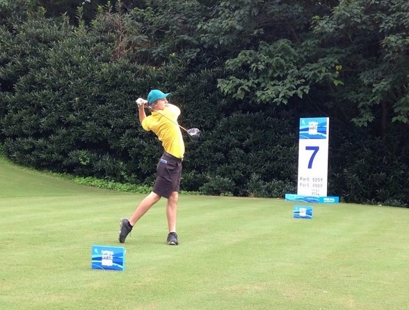 Australia's Brett Coletta has a share of the lead in the men's golf ©Twitter