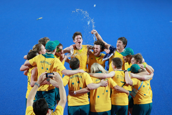 Australia celebrate victory in another hockey5s final decided by a shootout ©Getty Images