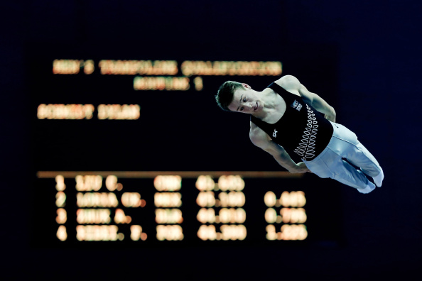 Gold medalist Dylan Schmidt of New Zealand competes in the men's trampoline gymnastics final  ©Getty Images