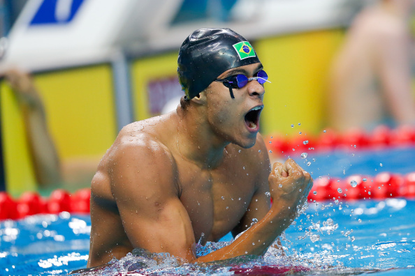 Matheus Paulo De Santana of Brazil was a picture of ecstasy after winning the final of the men's 100m freestyle ©Getty Images