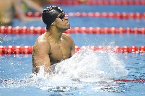 Matheus Paulo de Santana of Brazil celebrates in the men's 100m freestyle final ©Getty Images