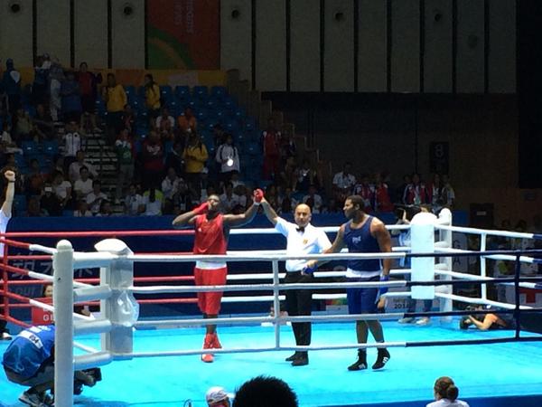 Peter Kadiru is named super heavyweight champion here in Nanjing ©Twitter