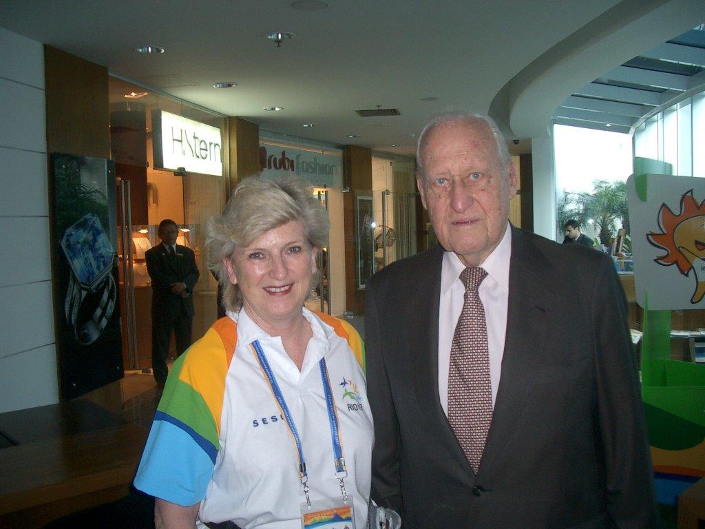Rosemary Mula with former FIFA President João Havelange ©Rosemary Mula