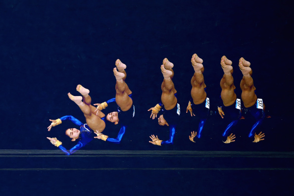 Seda Tutkhalyan performs a trick en route to silver in the floor exercise contest ©Getty Images