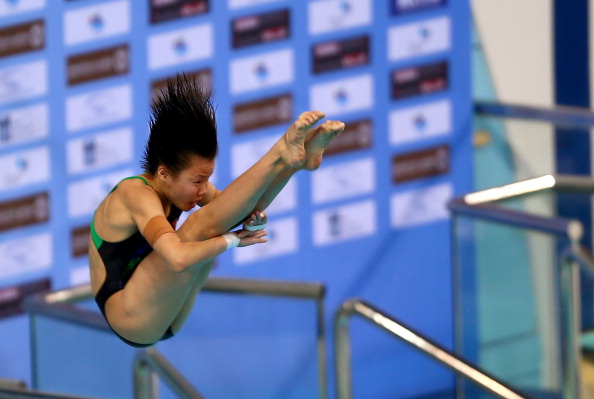 Shengping Wu leads the way in the women's 3m springboard after taking gold in the 10m platform ©Getty Images
