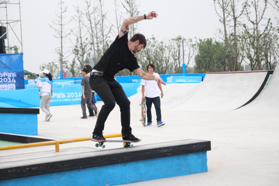 Skateboarder Chris Cole in action at the Sports Lab
