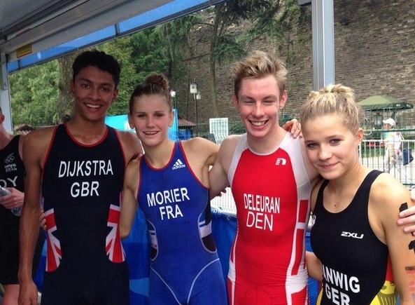 Team Europe 1 after their gold medal winning performance in the mixed relay triathlon ©Twitter