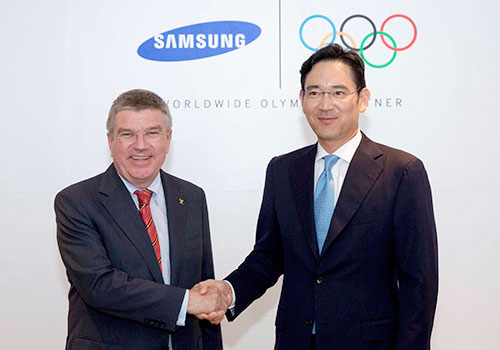 The IOC have resigned Samsung as a TOP sponsor until 2020 at an announcement attended by President Thomas Bach and  Jay Y. Lee, vice-chairman of Samsung Electronics ©IOC