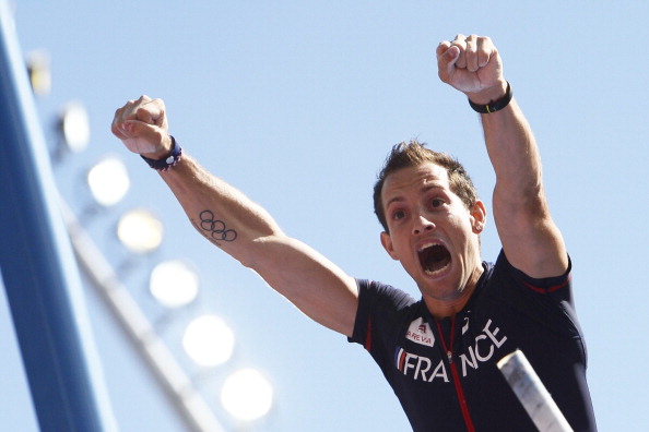 Renaud Lavillenie celebrates a third consecutive European pole vault victory - achieved with just two clearances ©AFP/Getty Images