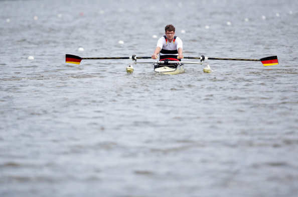 Germany's para-rower Johannes Schmidt, winner of the AS single sculls B final today in Amsterdam ©Getty Images