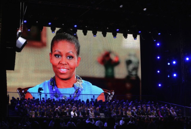 A sepcial video message from US First Lady Michelle Obama was played out at the Opening Ceremony ©Getty Images