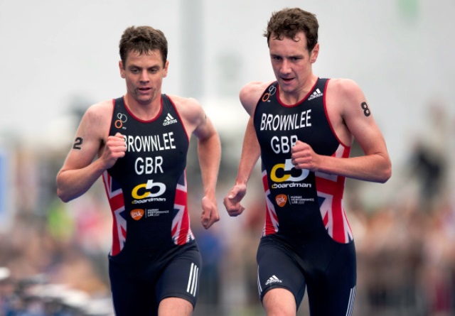 Alistair Brownlee (right) claimed his second win of the season in Edmonton but brother Jonathan missed out on the world title ©Getty Images 