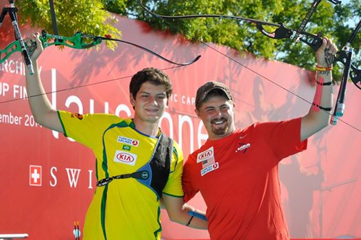 Brady Ellison (right) defeated Marcus Dalmeida in an Archery World Cup Final that came down to a deciding shootout ©World Archery