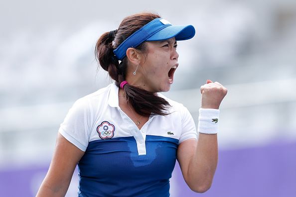 Chan Yung Jan of Chinese Taipei roared to a win in her match of the women's tennis team final gold medal contest, beating Duan Yingying of China in two tiebreaks ©Getty Images