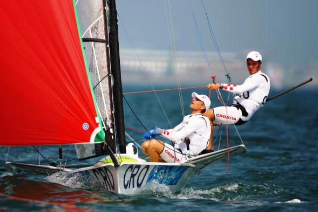 Croatia's Pavle Kostov and Petar Cupac secured a win in race two in the 49er class to sit third overall in Santander ©Getty Images