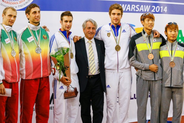 French duo Valentin Prades and Valentin Belaud have secured victory in the mens relay event of the 2014 Modern Pentathlon World Championships ©UIPM