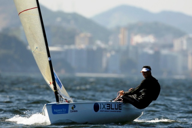 Frenchman Jonathan Lobert has put himself right in contention with a solid day in the Finn class ©Getty Images