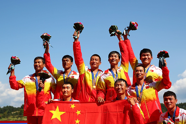 China celebrate winning the mens eight rowing ©Getty Images