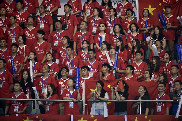 Chinese fans enjoy watching Sun Yang in action at the swimming venue earlier on ©AFP/Getty Images