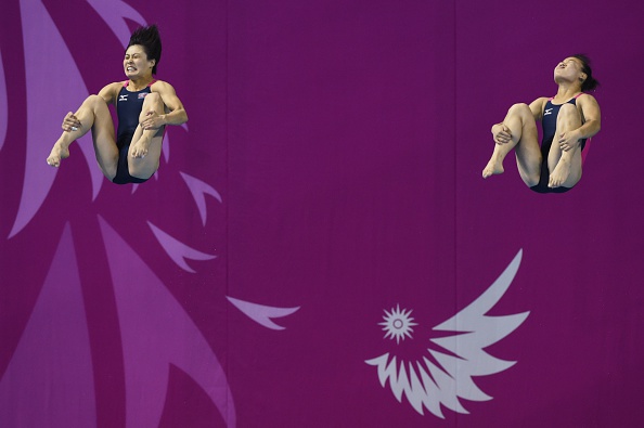 It was bronze for Choe Ung-Yong (right) and Kim Jin-Ok of North Korea in the women's synchronised 3m springboard ©AFP/Getty Images