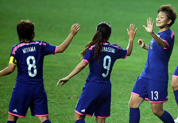 Japan celebrate scoring in the football ©Getty Images