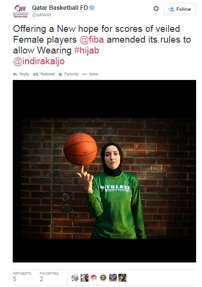 Qatar hoping for female players to be allowed to play wearing a hijab. This message was posted last Thursday (September 18) ©Twitter