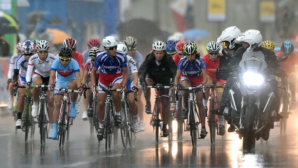 Rain lashed the course during the women's road race ©AFP/Getty Images