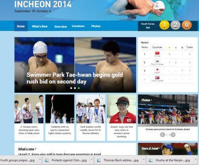 Yonhap's medal table of Incheon 2014 ©Incheon 2014