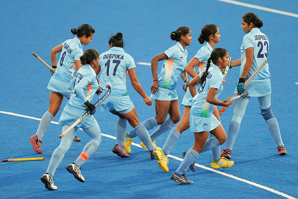 India celebrated after winning their hockey women's Pool B match against Thailand ©Getty Images