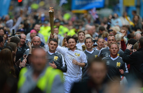 James McAvoy carried the London 2012 Olympic Torch in Buchanan Street in the heart of Glasgow ©Getty Images