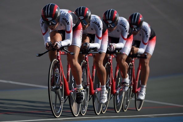 Japan's track cycling team competed in the first round of the women's team pursuit ©AFP/Getty Images