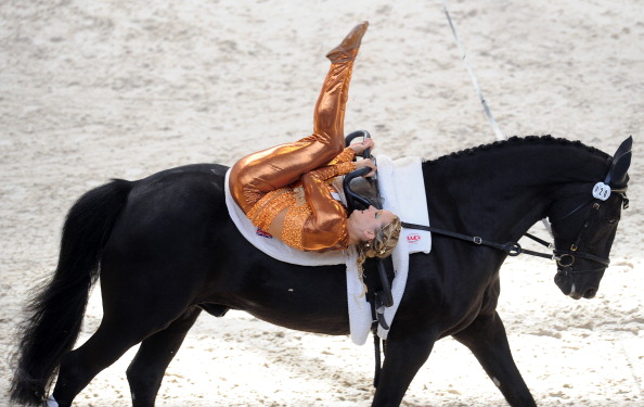 Joanne Eccles defended her womens individual vaulting title with a spectacular performance in Normandy ©Getty Images
