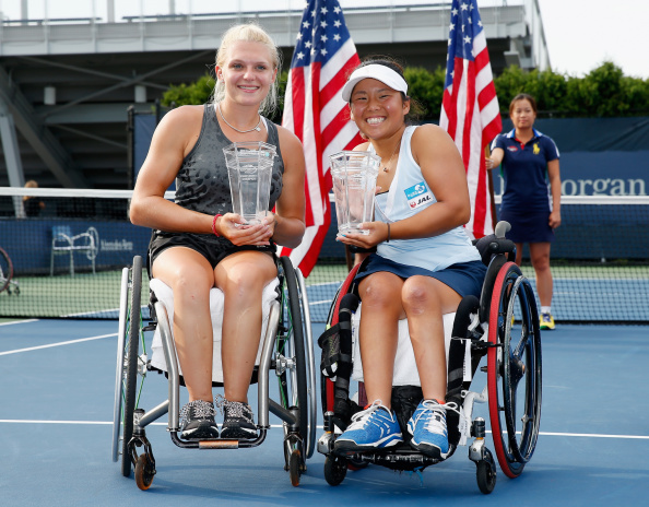 Jordanne Whiley and Yui Kamiji became the first non-Dutch pairing to win a calendar women's wheelchair doubles Grand Slam with victory at the US Open ©Getty Images