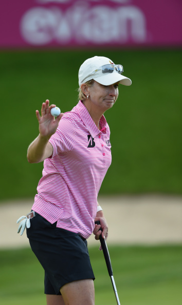 Australia's Karrie Webb has put herself in position to chase a record eighth major by ending the third round at the Evian Championship in second place ©Getty Images