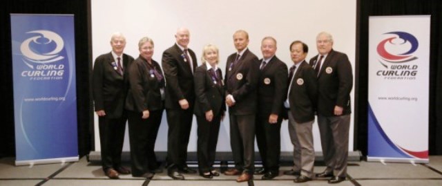 Kate Caithness (fourth from left) and the new-look WCF Board after elections in Reno ©Don Chang/WCF