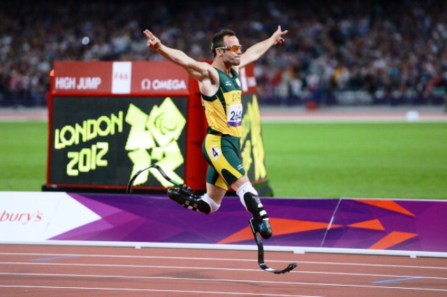 Nicknamed "Blade Runner" Oscar Pistorius was one of the biggest names in South African sport following his performances at London 2012 ©Getty Images