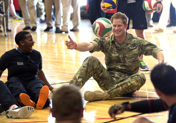 Prince Harry, pictured playing sitting volleyball, will try his hand at wheelchair rugby during a celebrity match on September 12 ©Getty Images
