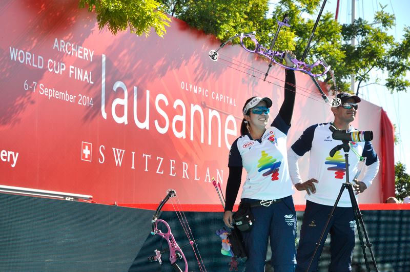 Sara Lopez held her nerve to secure the women's title, the second year in a row in which a Colombian has won gold after Alejandra Usquiano did so last year in Paris ©World Archery
