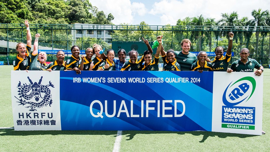 South Africa caused the only upset of the tournament as they beat The Netherlands to ensure their spot as a core side in the coming Women's Sevens World Series ©Power Sport Images for HKRFU