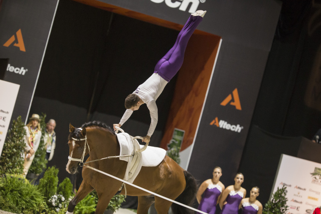 Team Austria won the vaulting squad compulsory round at the World Equestrian Games ©FEI