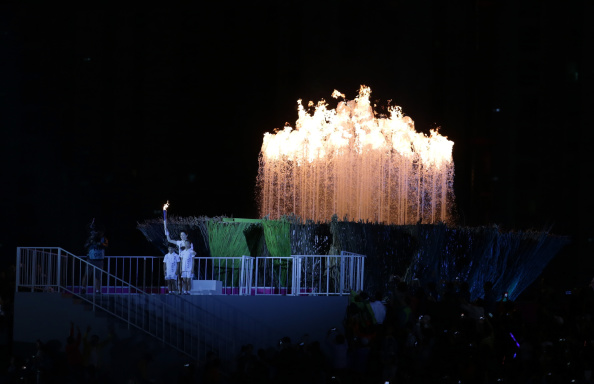 The Cauldron is lit to mark the finale of the Opening Ceremony ©Getty Images