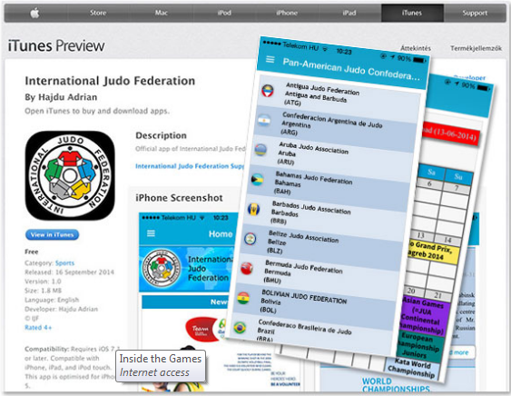 The International Judo Federation's official application has many handy features ©IJF