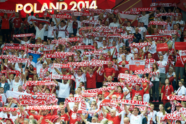 Almost 11,000 Poland fans made for an incredible atmosphere in the Spodek Hall as the hosts stormed to a 3-1 victory over Germany ©Getty Images